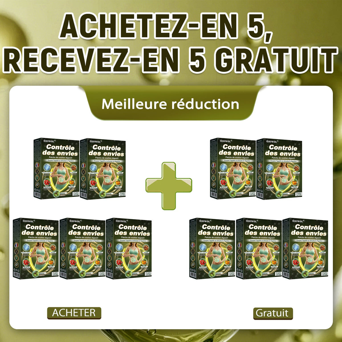 IOWOL ® PATCHS DE CONTRÔLE DE L'APPÉTIT ! AUCUN MÉDICAMENT & AUCUN FAIM & AUCUN COMBAT & 100% DE RÉSULTATS.