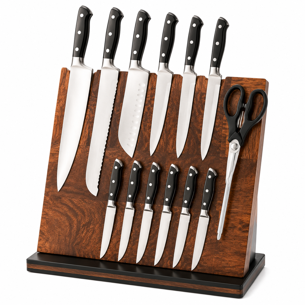 trazevion™ ProForge™ Magnetic Acacia Knife Block Set (15-Piece)