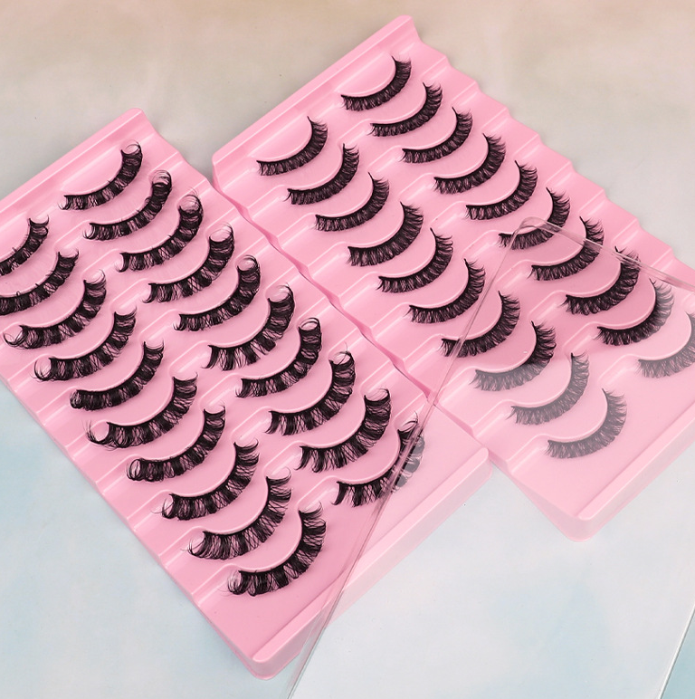 Lot de 10 paires de faux cils épais, courbure DD
