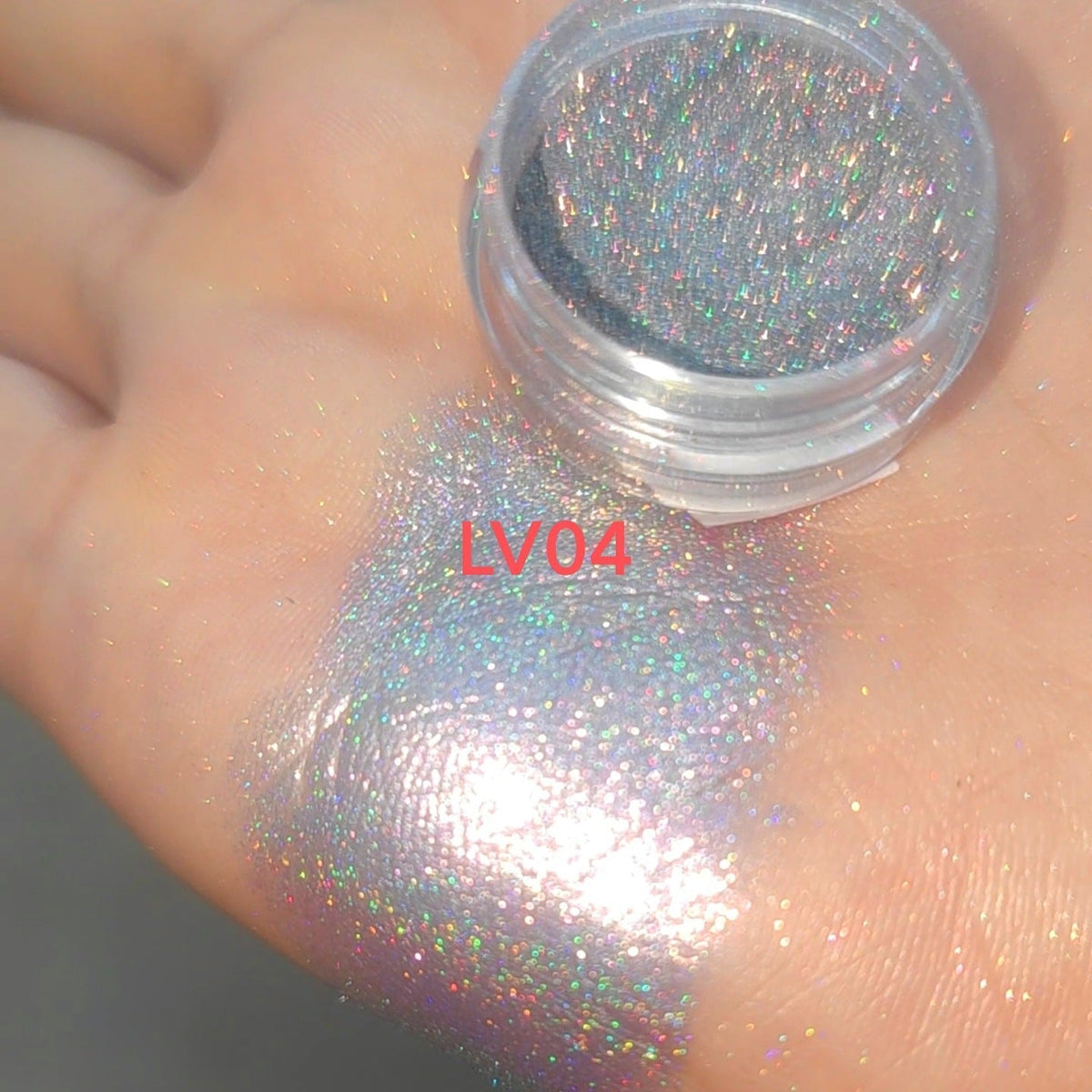 Poudre illuminatrice nacrée effet arc-en-ciel holographique