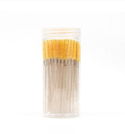 Brosse à mascara spirale colorée jetable avec manche en cristal et étui