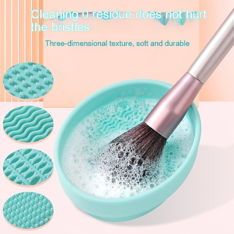 Support de séchage perforé pour pinceaux de maquillage avec bac de nettoyage