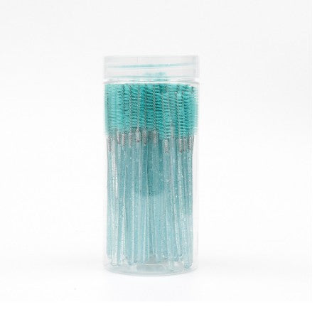 Brosse à mascara spirale colorée jetable avec manche en cristal et étui
