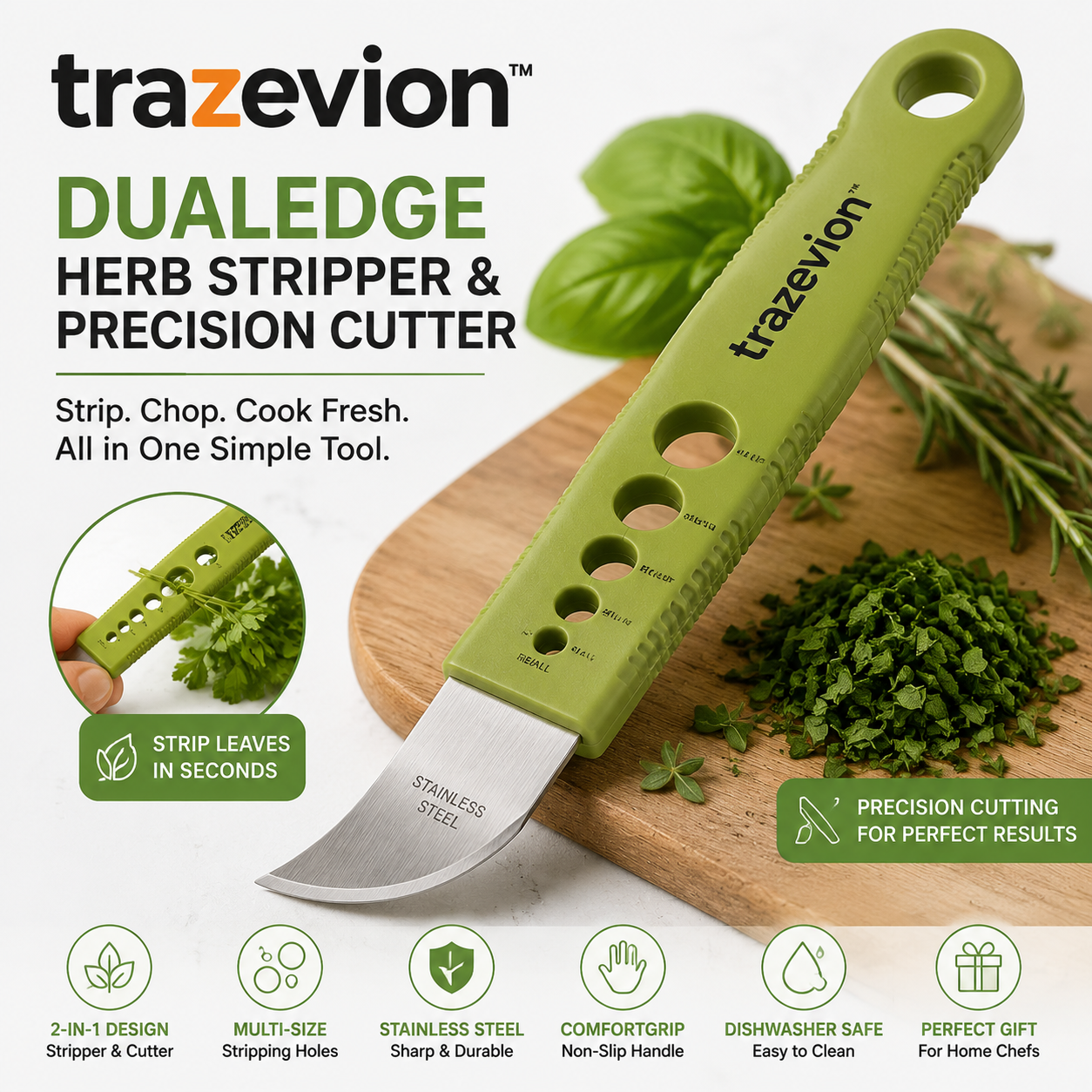 trazevion™ DualEdge Herb Stripper & Precision Cutter