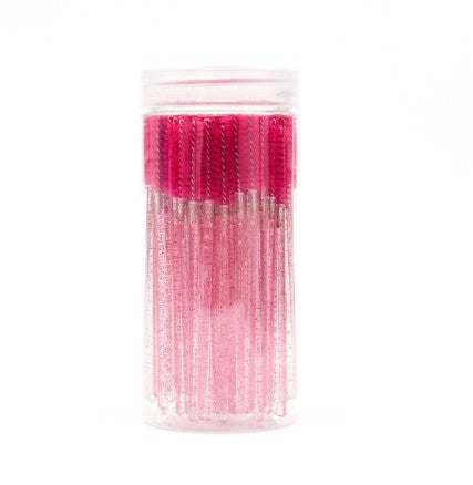 Brosse à mascara spirale colorée jetable avec manche en cristal et étui