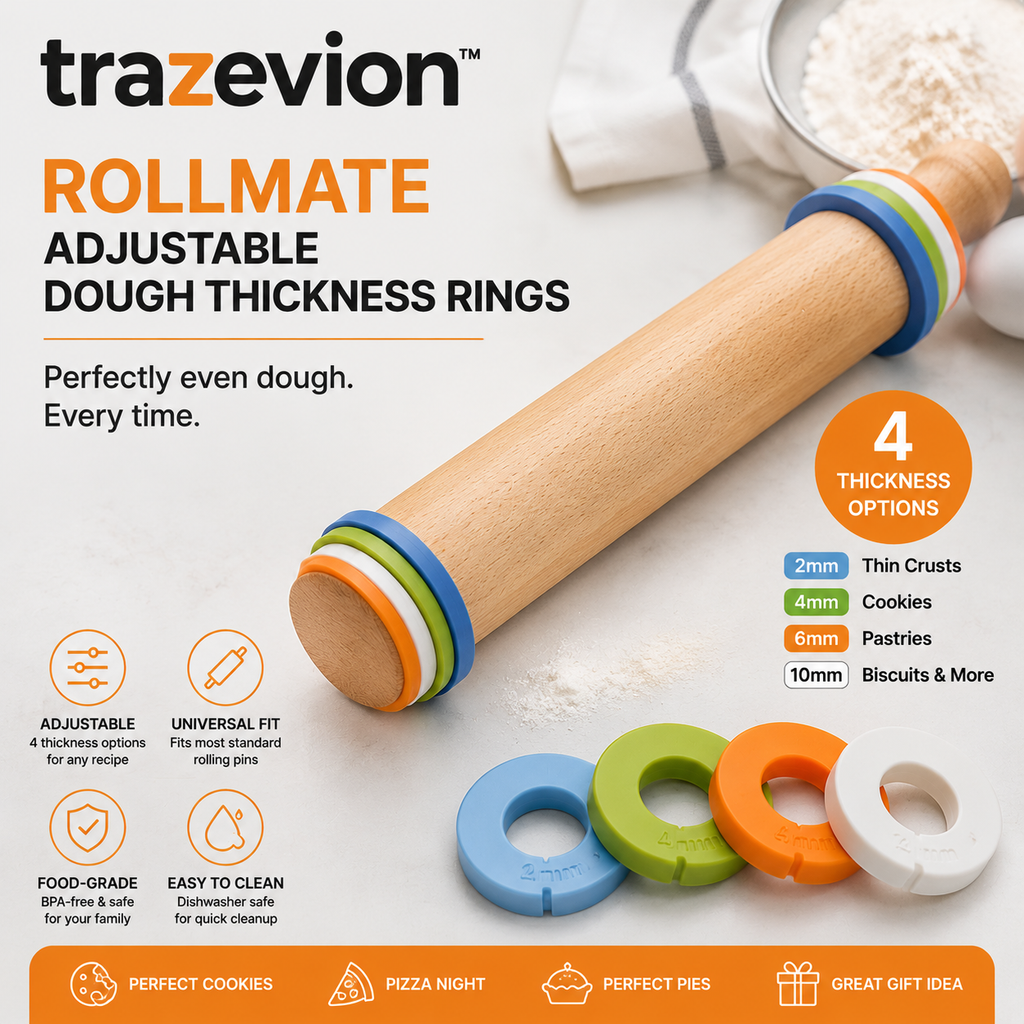 trazevion™ RollMate Adjustable Dough Thickness Rings
