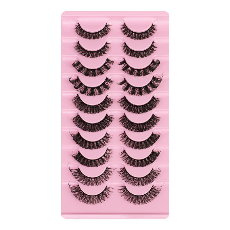 Lot de 10 paires de faux cils épais, courbure DD