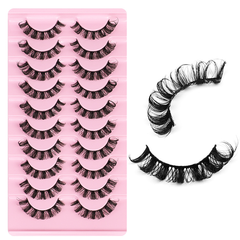 Lot de 10 paires de faux cils épais, courbure DD