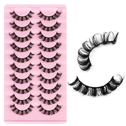 Lot de 10 paires de faux cils épais, courbure DD