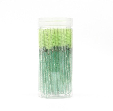Brosse à mascara spirale colorée jetable avec manche en cristal et étui