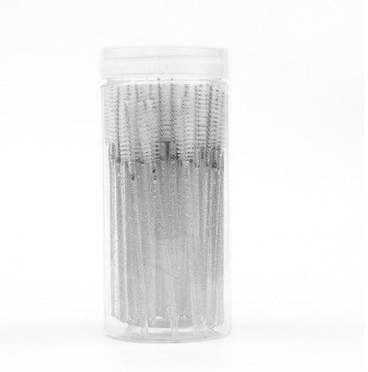 Brosse à mascara spirale colorée jetable avec manche en cristal et étui