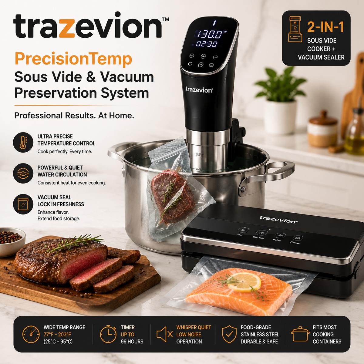 trazevion™ PrecisionTemp Sous Vide & Vacuum Preservation System
