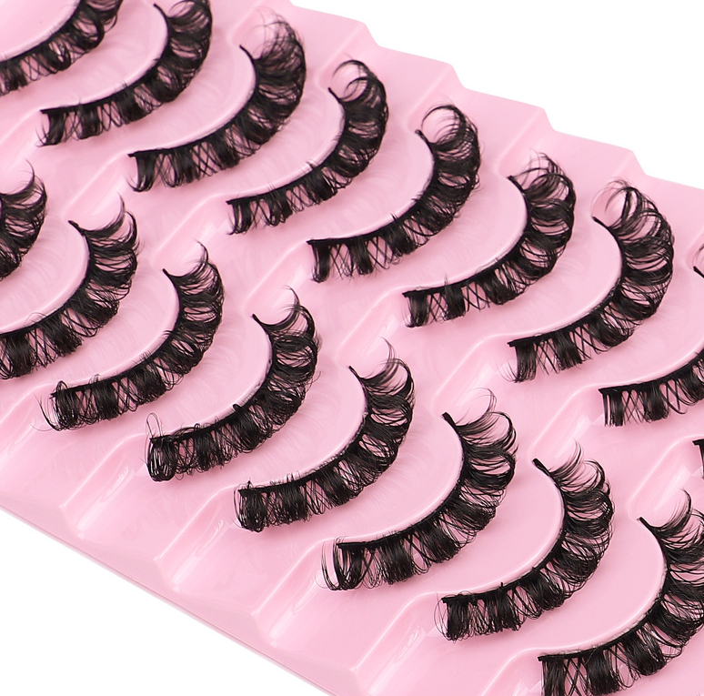 Lot de 10 paires de faux cils épais, courbure DD