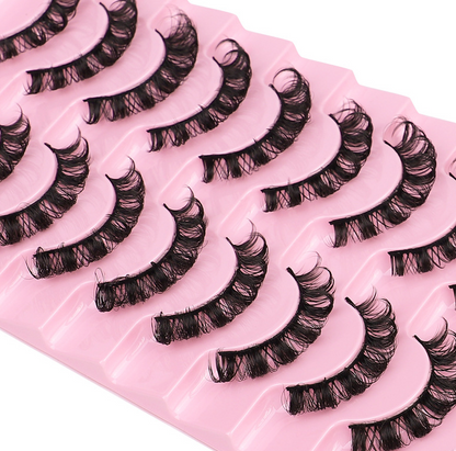 Lot de 10 paires de faux cils épais, courbure DD