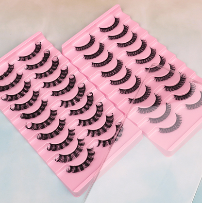 Lot de 10 paires de faux cils épais, courbure DD