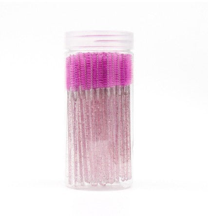 Brosse à mascara spirale colorée jetable avec manche en cristal et étui