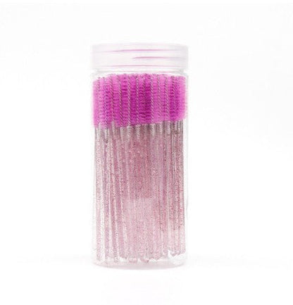 Brosse à mascara spirale colorée jetable avec manche en cristal et étui